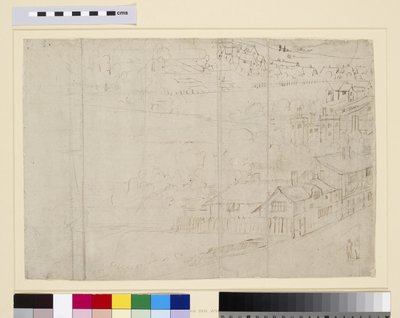 バンクサイド、「ロンドンのパノラマ」、1544年頃（紙にペンとインクと鉛筆） 作： Anthonis van den Wyngaerde
